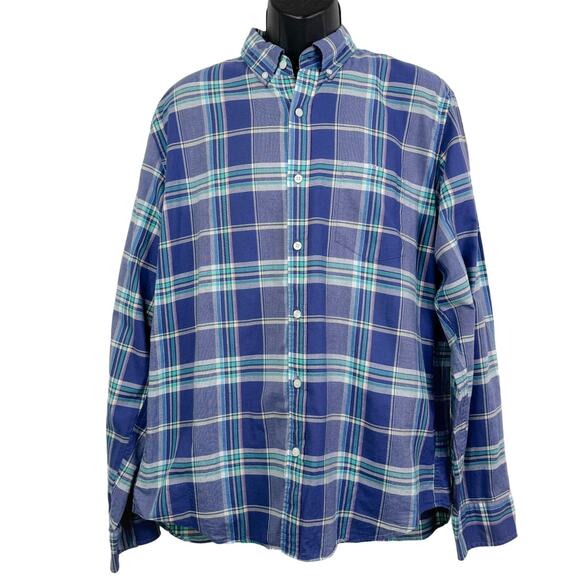 J. Crew Slim Fit Summer Plaid Button Down Shirt Mens Size XL - Picture 1 of 6